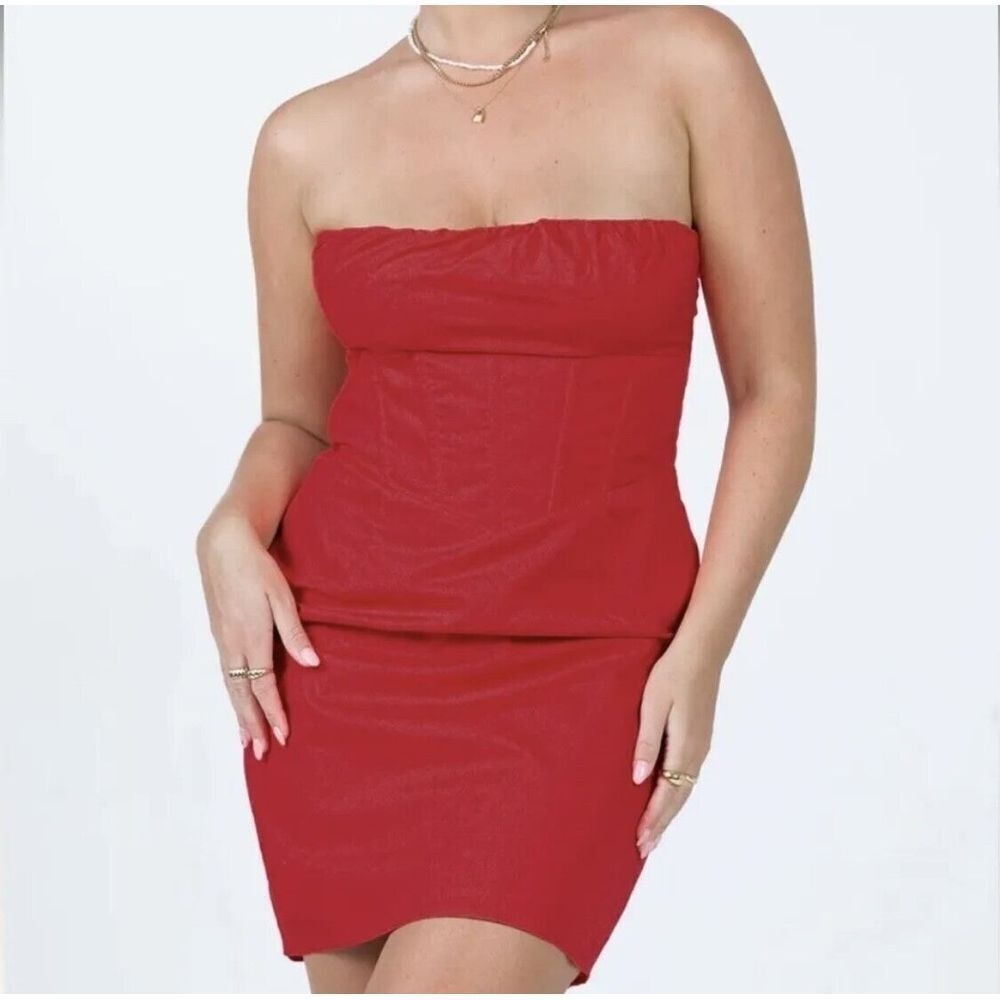 Princess Polly Red Ivy‎ Corset Mini Strapless Dress Size 8 NWT